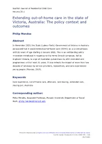 Extending Out-Of-Home Care in the State of Victoria, Australia: the Policy Context and Outcomes