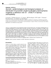 Genetic, Epidemiological and Biological Analysis of Interleukin-10