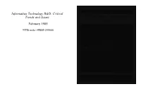 Information Technology R&D: Critical Trends And
