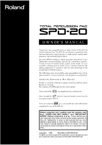 SPD-20 Owners Manual