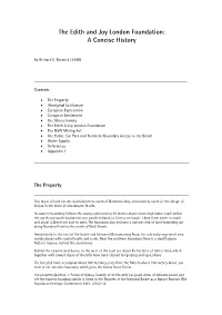 The Edith and Joy London Foundation: a Concise History