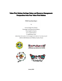 Yukon First Nations Heritage Values and Resource Management: Perspectives from Four Yukon First Nations