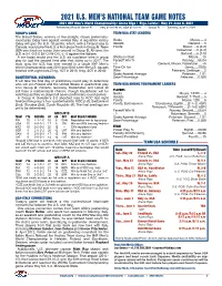 2021 U.S. Men's National Team Game Notes Preliminary Round Vs