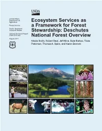 Ecosystem Services As a Framework for Forest Stewardship: Deschutes National Forest Overview