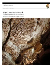 Geologic Resources Inventory Report, Wind Cave National Park