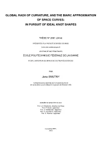 Global Radii of Curvature, and the Biarc Approximation of Space Curves: in Pursuit of Ideal Knot Shapes