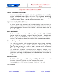 Important Schemes in February 2019 Important Schemes