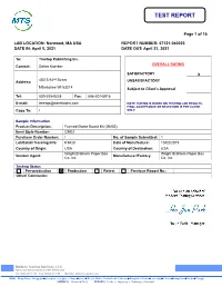 LAB LOCATION: Norwood, MA USA REPORT NUMBER: 67121-040023 DATE IN: April 5, 2021 DATE OUT: April 21, 2021