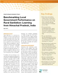 Benchmarking Local Government Performance on Rural Sanitation Global Scaling up Sanitation Project