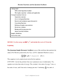 Hermite Functions and the Quantum Oscillator REVISE