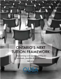 ONTARIO's NEXT TUITION FRAMEWORK