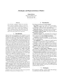 Ontologies and Representations of Matter
