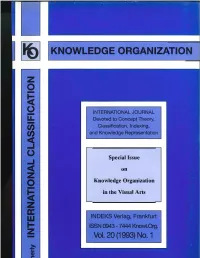 Special Issue on Knowledge Organization in the Visual Arts