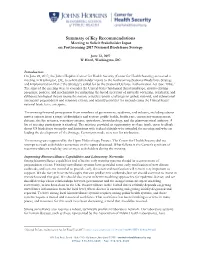 Summary of Key Recommendations: Meeting to Solicit Stakeholder Input