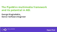 The Pipewire Multimedia Framework and Its Potential in AGL George Kiagiadakis, Senior Software Engineer What Is Pipewire