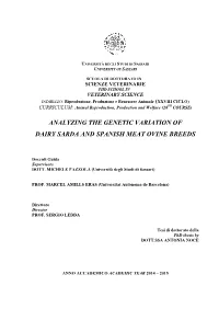 Analyzing the Genetic Variation of Dairy Sarda and Spanish Meat Ovine Breeds