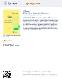 Collected Papers - Gesammelte Abhandlungen Series: Springer Collected Works in Mathematics