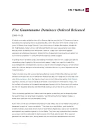 Five Guantanamo Detainees Ordered Released | Wilmerhale