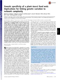 Genetic Specificity of a Plant–Insect Food Web: Implications for Linking Genetic Variation to Network Complexity