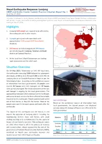 Lamjung HRRP and Shelter Cluster Gandaki Province Situation Report No