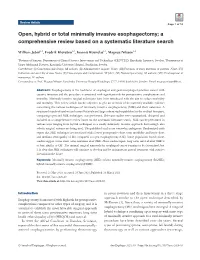 Open, Hybrid Or Total Minimally Invasive Esophagectomy; a Comprehensive Review Based on a Systematic Literature Search
