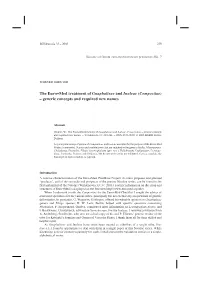 The Euro+Med Treatment of Gnaphalieae and Inuleae (Compositae) – Generic Concepts and Required New Names