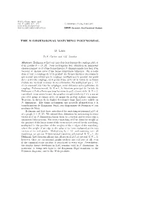THE N-DIMENSIONAL MATCHING POLYNOMIAL B. Lass