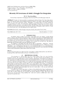 Diversity of Governance & India's Struggle for Integration