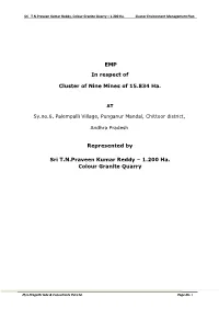 EMP in Respect of Cluster of Nine Mines of 15.834 Ha. Represented