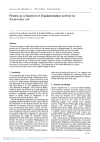 Fitness As a Function of Β-Galactosidase Activity In