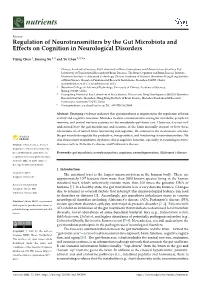 Regulation of Neurotransmitters by the Gut Microbiota and Effects on Cognition in Neurological Disorders