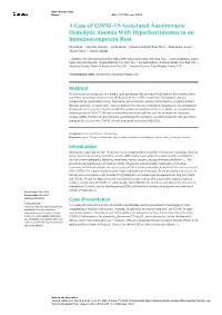A Case of COVID-19-Associated Autoimmune Hemolytic Anemia with Hyperferritinemia in an Immunocompetent Host