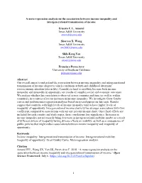 A Meta-Regression Analysis on the Association Between Income Inequality and Intergenerational Transmission of Income