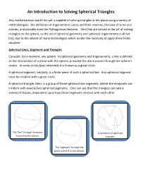 An Introduction to Solving Spherical Triangles