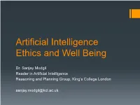 Artificial Intelligence Ethics and Well Being