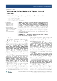 Can Grammar Define Similarity of Human Natural Languages?