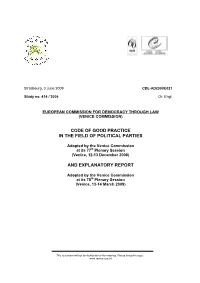 Code of Good Practice in the Field of Political Parties