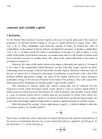 Constant and Variable Capital