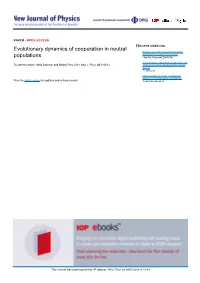 Evolutionary Dynamics of Cooperation in Neutral Populations