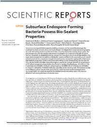 Subsurface Endospore-Forming Bacteria Possess Bio-Sealant