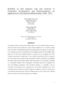 Volatility As Link Between Risk and Memory in Economics, Econometrics and Neuroeconomics: an Application for the Bolivian Inflation Rate 1938 - 2012