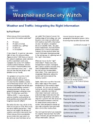 Weather and Traffic: Integrating the Right Information in This Issue