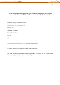 1 the Distribution of Pond Snail Communities Across A