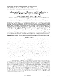 A Conceptual Overview of Deviance and Its Implication to Mental Health