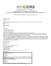 Submission Data for 2020-2021 CORE Conference Ranking Process Privacy Enhancing Technologies Symposium (Was International Workshop of Privacy Enhancing Technologies)