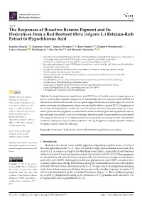 The Responses of Bioactive Betanin Pigment and Its Derivatives from a Red Beetroot (Beta Vulgaris L.) Betalain-Rich Extract to Hypochlorous Acid