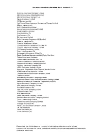 Authorised Motor Insurers As at 16/04/2015