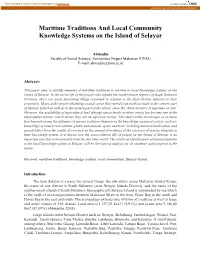 Maritime Traditions and Local Community Knowledge Systems on the Island of Selayar