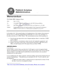 Memorandum FAA Order 1050.1 Guidance Memo