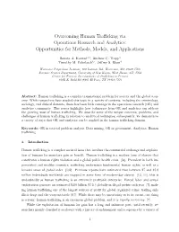 Overcoming Human Trafficking Via Operations Research and Analytics